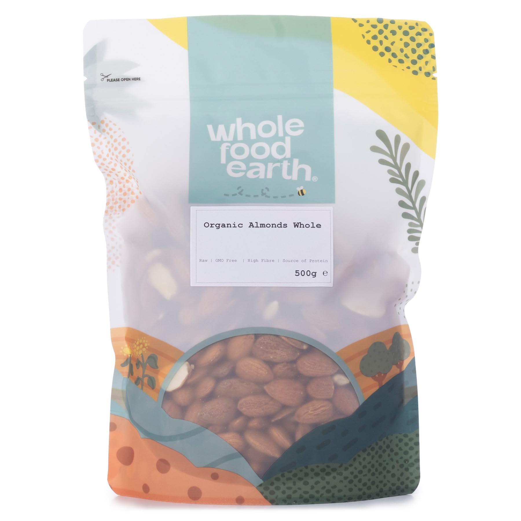 Wholefood Earth Organic Whole Almonds – 500g Raw Vegan High Fibre