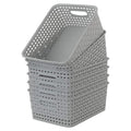 Cadineer 6-pack Plastic Grey Rattan Storage Basket Small Weave Basket Box