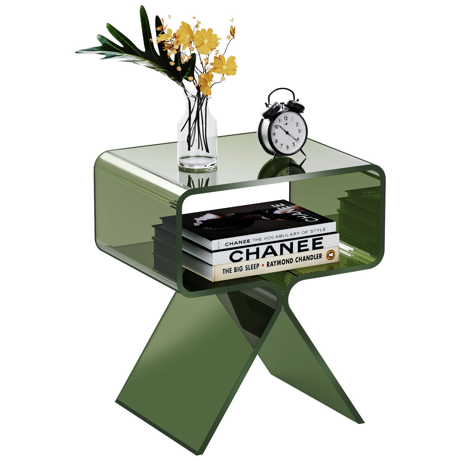 solaround Acrylic Side Table – Minimalist Green Nightstand | 39x30x45cm