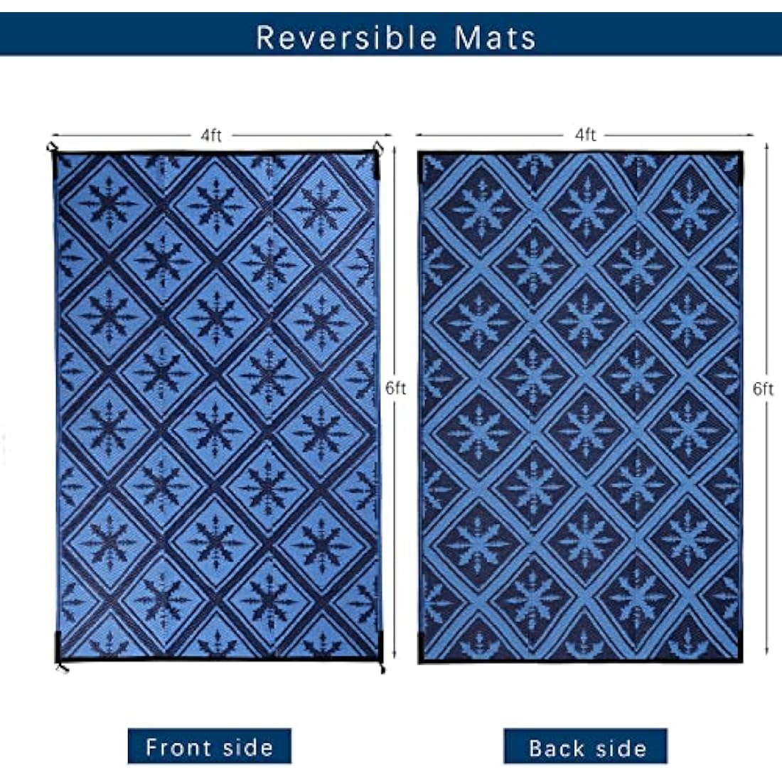 Enipate Outdoor Rug: 4x6ft Reversible Weatherproof Plastic Patio Mat