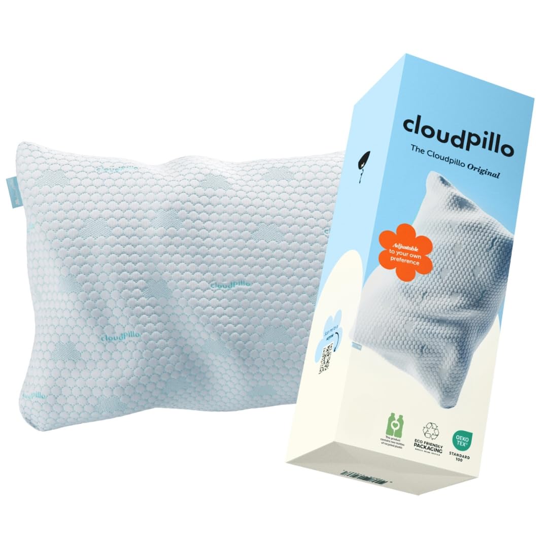Cloudpillo Memory Foam Pillow – Cooling Ergonomic Neck Pain Relief Headrest