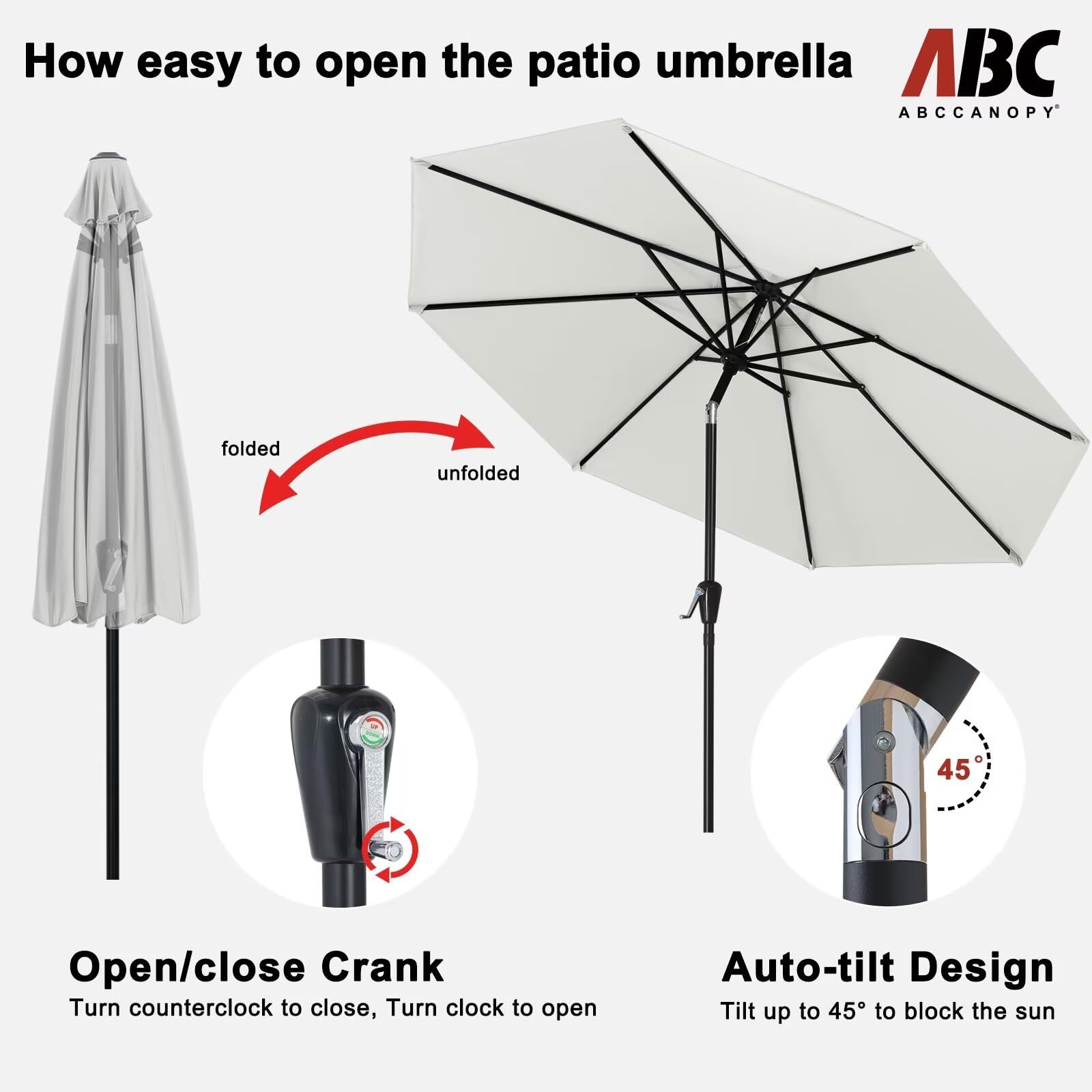 ABCCANOPY 9FT Cantilever Parasol – Gray Aluminum Patio Umbrella