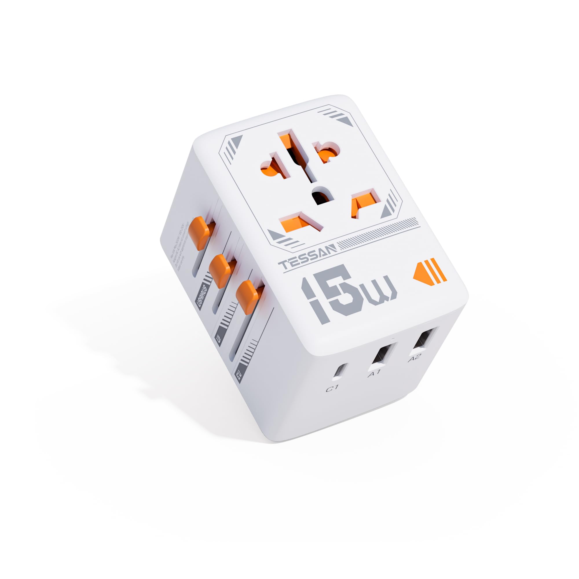 TESSAN Universal Travel Adapter | Worldwide Plug with USB-C & 2 USB-A