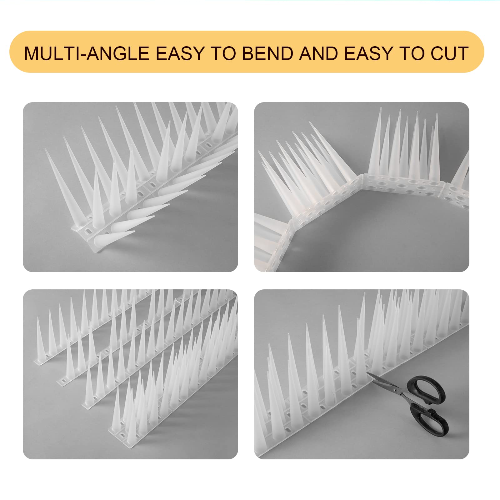 OFFO Bird Spikes 12m | 10cm High Pigeon Deterrent for Fences - Frosted Clear