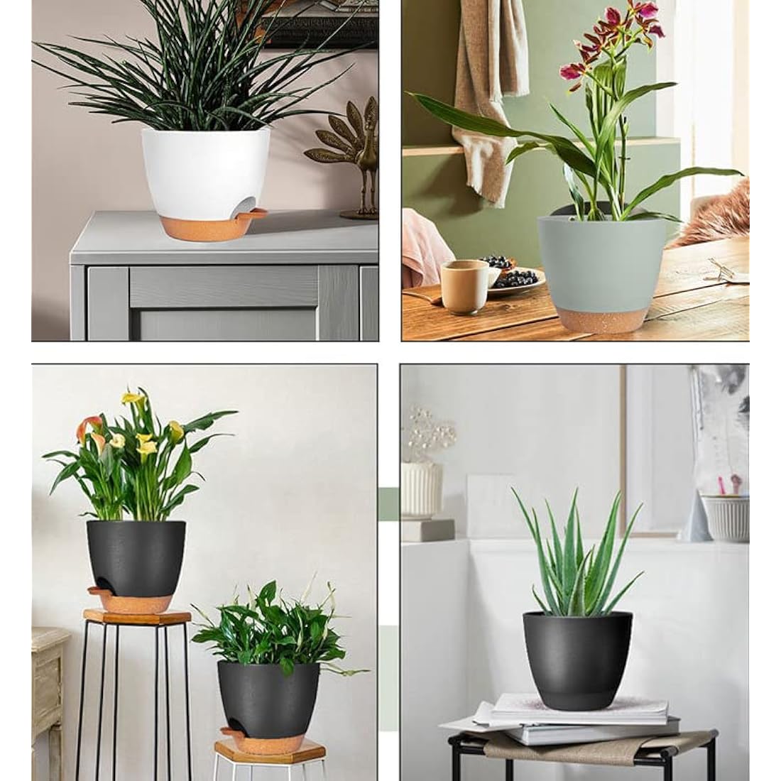 CSYY Self Watering Plant Pots | 7-Pack Plastic Planters with Drainage
