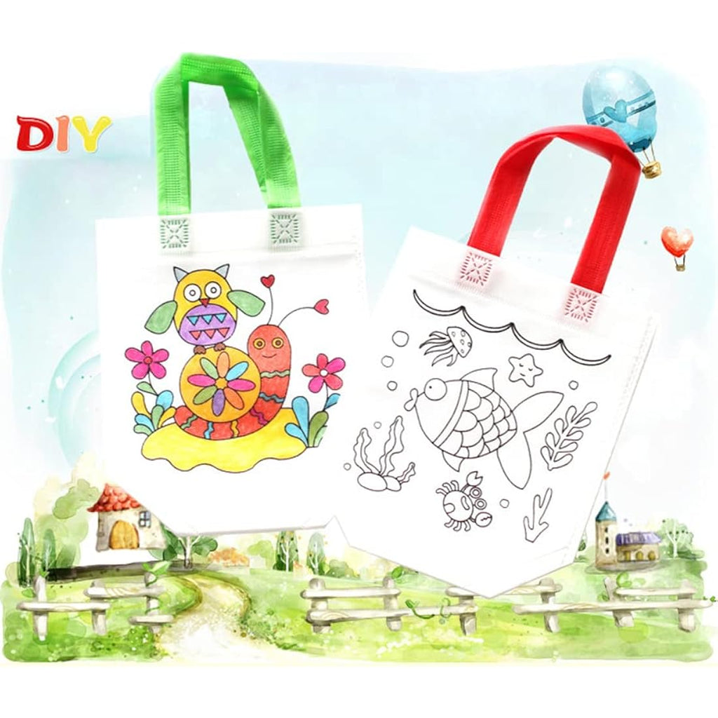 DIY Graffiti Party Bags | 20 PCS Non-Woven Kids Tote Bags