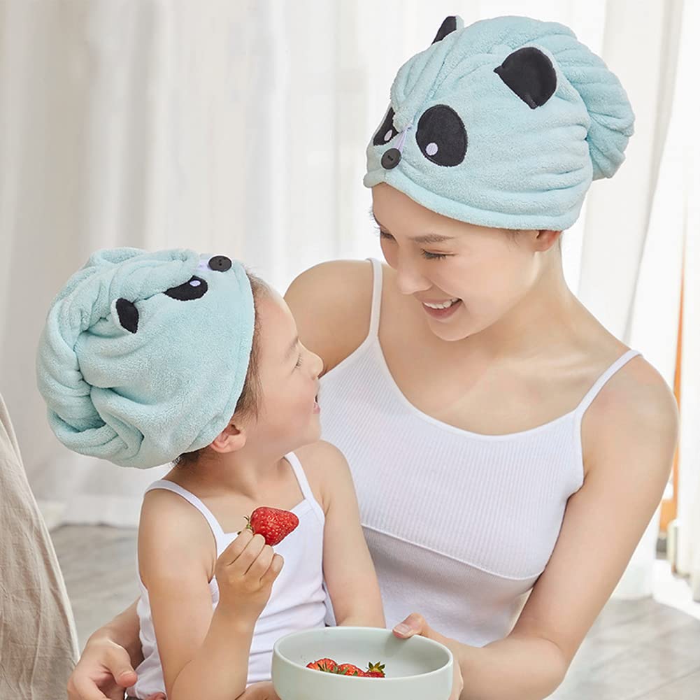Cysocool Anti-Frizz Kids Hair Towel Absorbent Quick Drying Girls Hair Turban Towel with Button Wet Hairs Dryer Cap Ultra Soft Drying Towel Wrap Twist - image 2