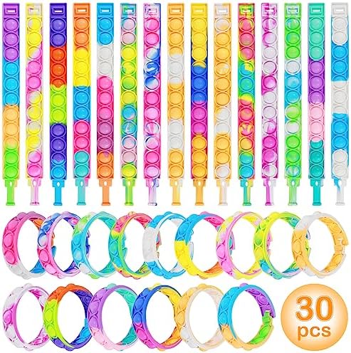 Jolof Store 30 PCS Pop It Fidget Bracelet – Sensory Party Bag Fillers