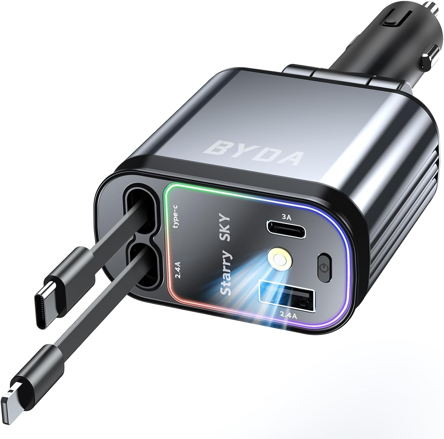 69W Retractable Car Charger | 4-in-1 USB-C Fast Charger