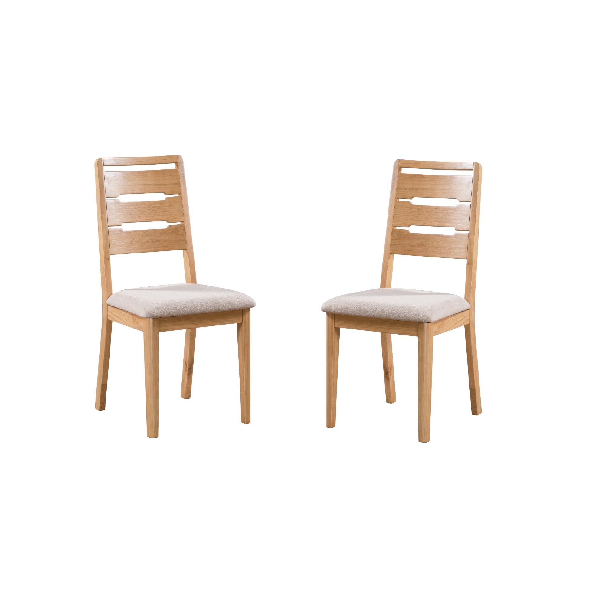 Julian Bowen Curve Oak Dining Chairs with Padded Linen Seat - Set of 2