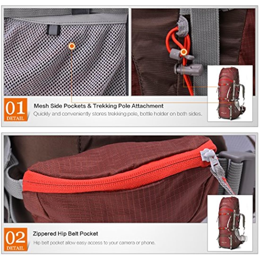 Mountaintop 70L Hiking Backpack – Internal Frame Water-Resistant Rucksack
