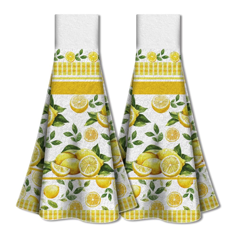 Jolof Store Lemon Kitchen Towels – 2Pcs Soft Absorbent Hanging Dishcloths