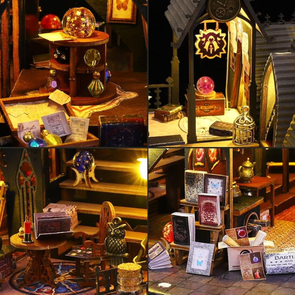 CRIOLPO Luna's Magic House DIY Book Nook Kit - 3D Wooden Puzzle with Sensor Light