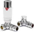 Team Controls Chrome White Corner Thermostatic Radiator Valve Set 15mm
