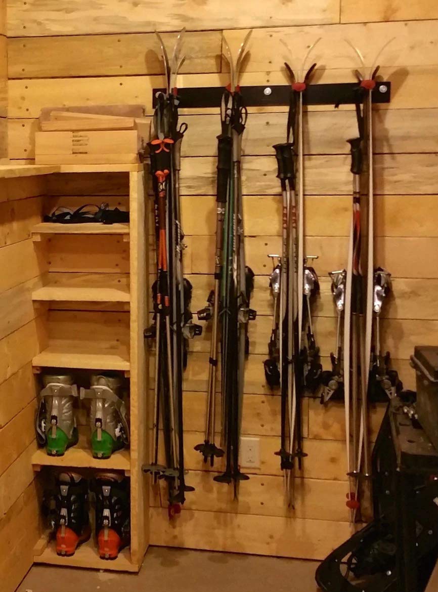 StoreYourBoard Heavy Duty Steel Ski Wall Rack - Holds 8 Pairs