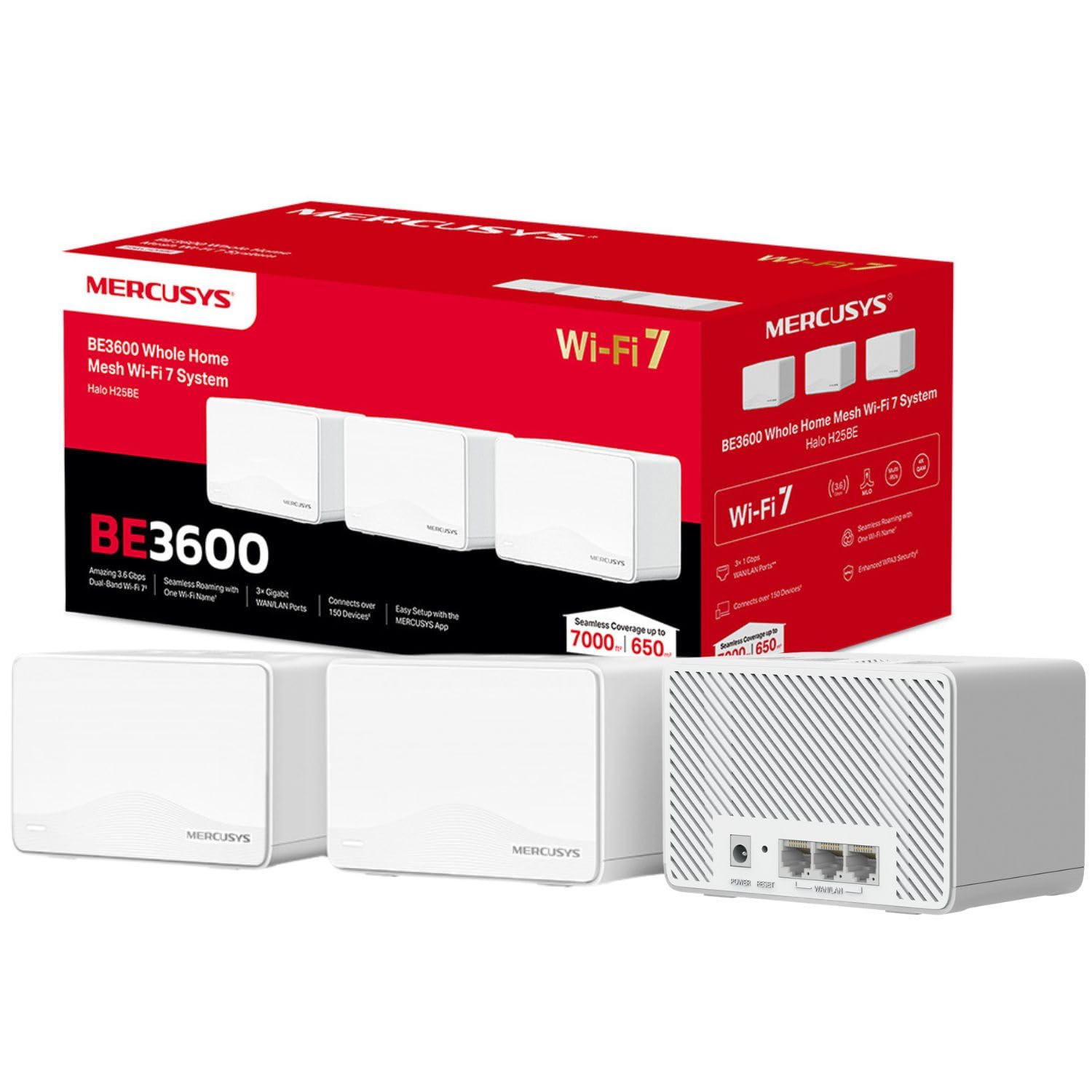 MERCUSYS Halo H25BE WiFi 7 Mesh System | BE3600 Whole Home 3-Pack