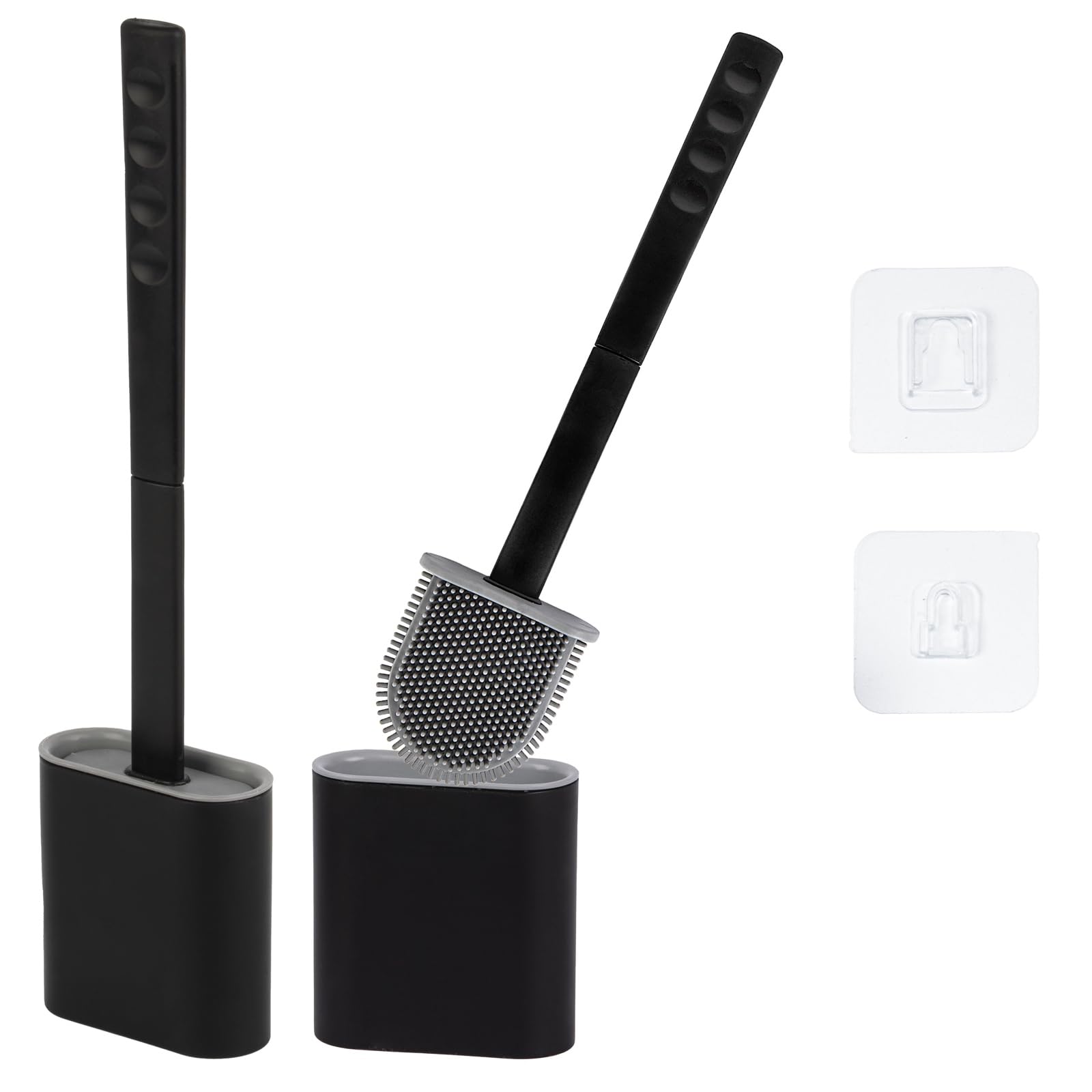 Silicone Toilet Brush Set – Pack of 2 Drip-Free Black