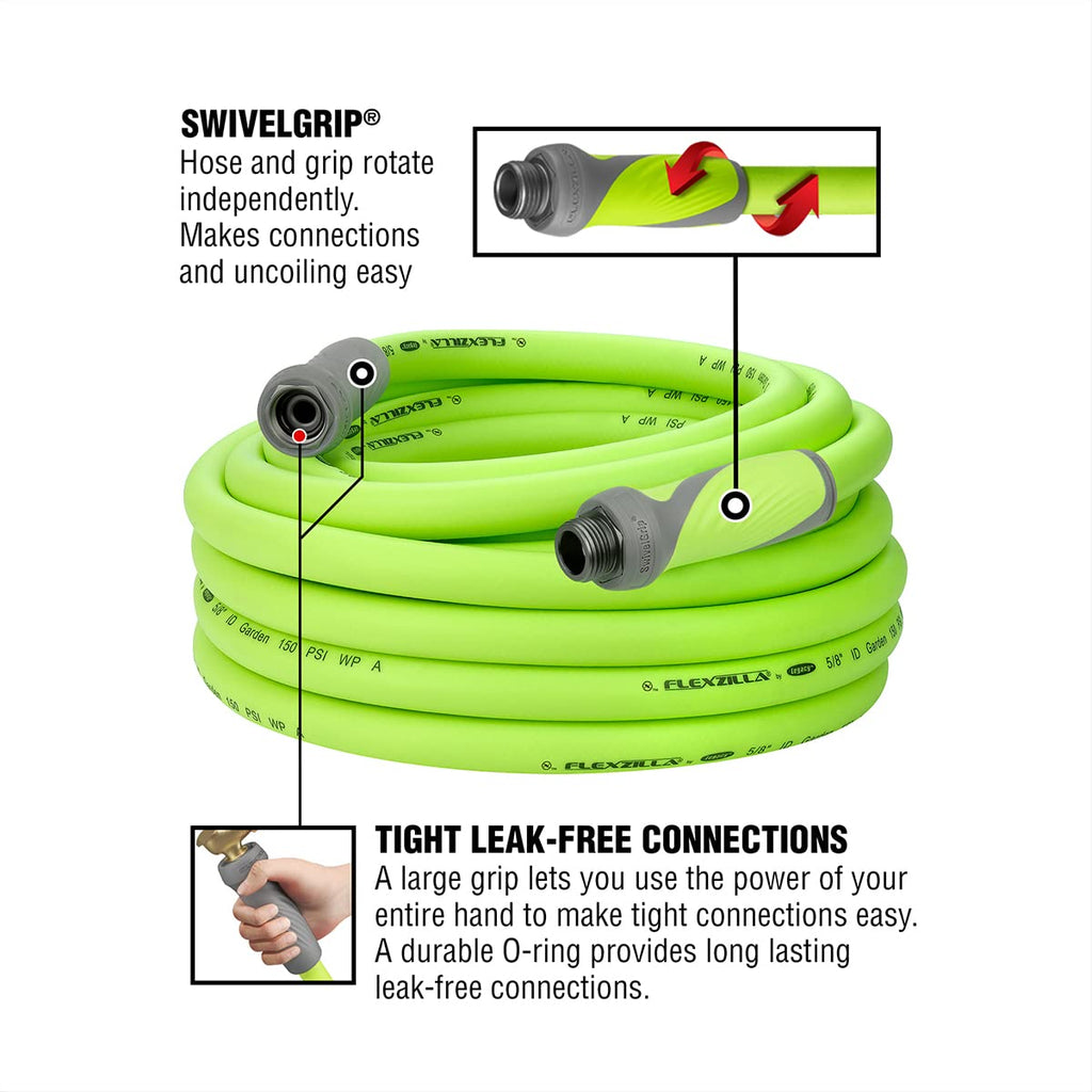 Flexzilla Garden Hose with SwivelGrip | 5/8 in. x 50 ft. | ZillaGreen