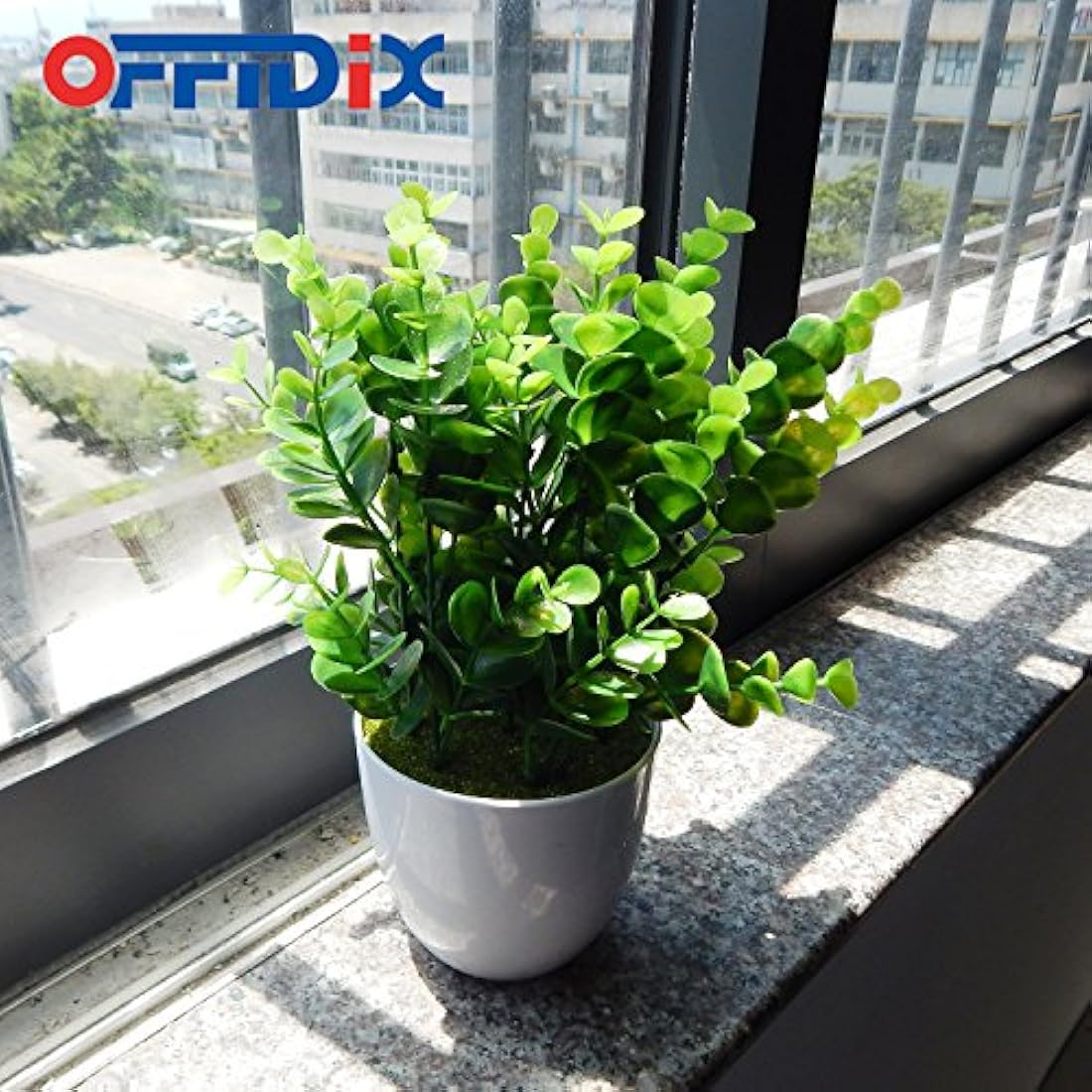 Mini Artificial Eucalyptus Plant with White Vase for Desk