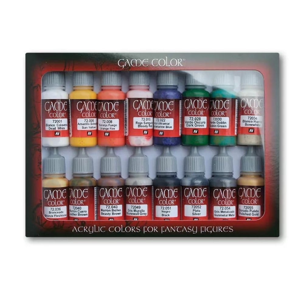 Vallejo Game Color Acrylic Paint Set - 16 Colors for Fantasy Miniatures