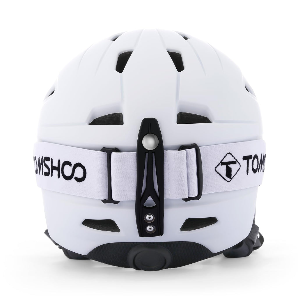 TOMSHOO Ski Helmet and Goggles Set | Shockproof Snowboard Gear - White