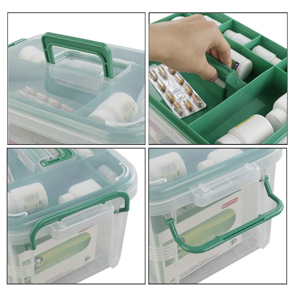 Cadineer Household Plastic First Aid Kit, Plastic Medicine Box, Clear Storage Box - image 2
