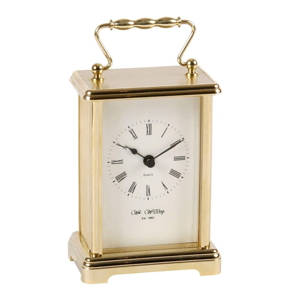 Widdop Brass Carriage Clock | Traditional Quartz Table Clock with Roman Numerals