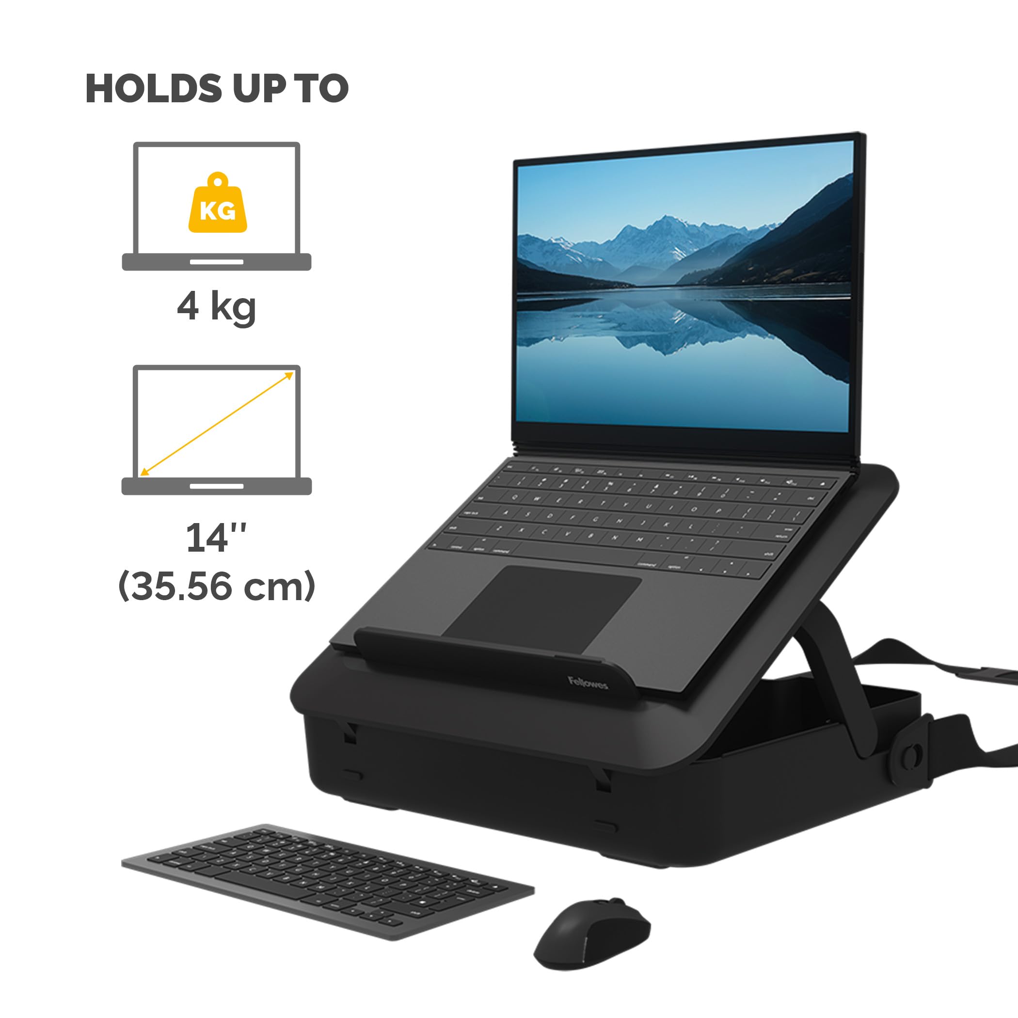 Fellowes Breyta 2-in-1 Laptop Stand & Carry Case | 5 Heights | Black