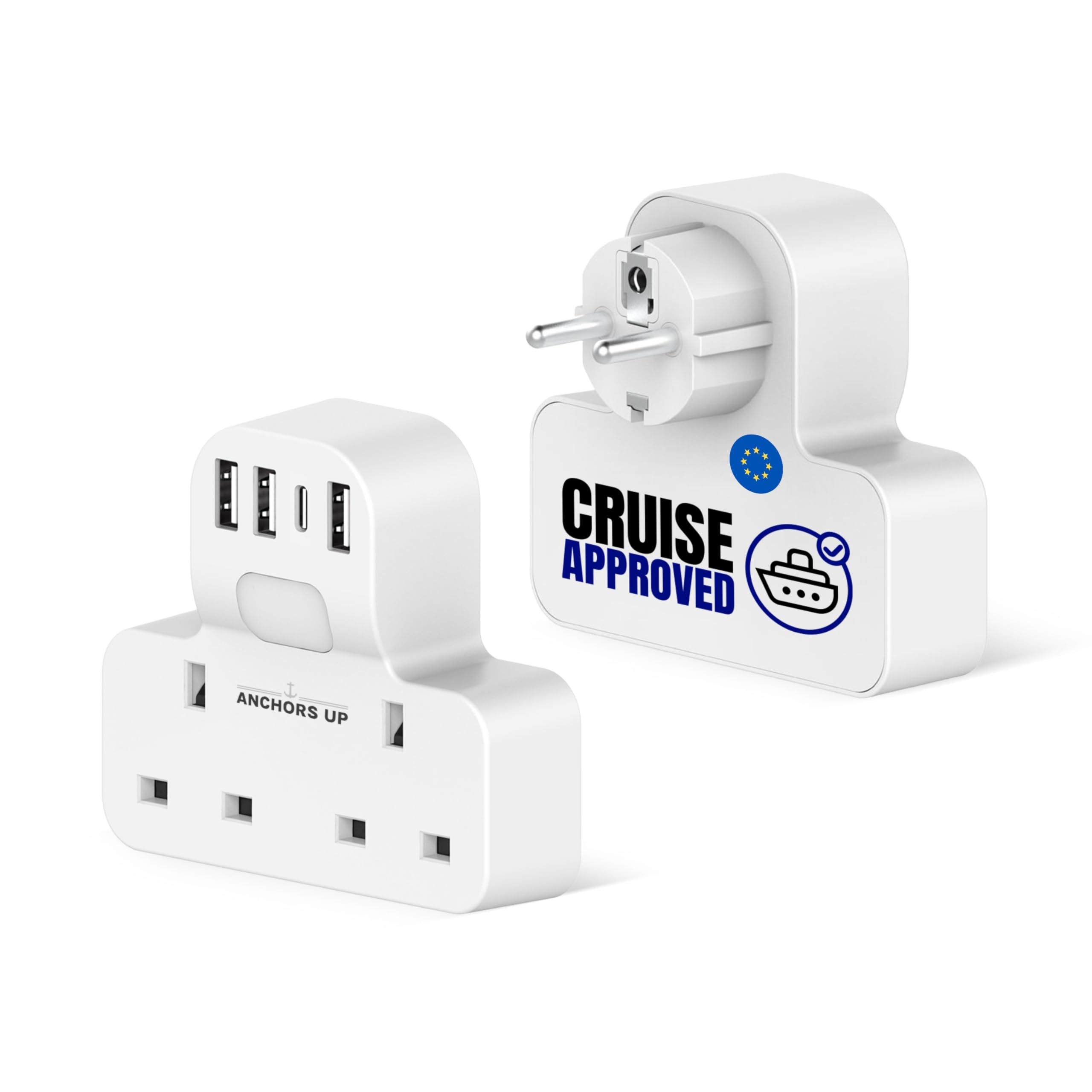 Cruise Approved 7-in-1 Travel Adapter – Non Surge with USB-C