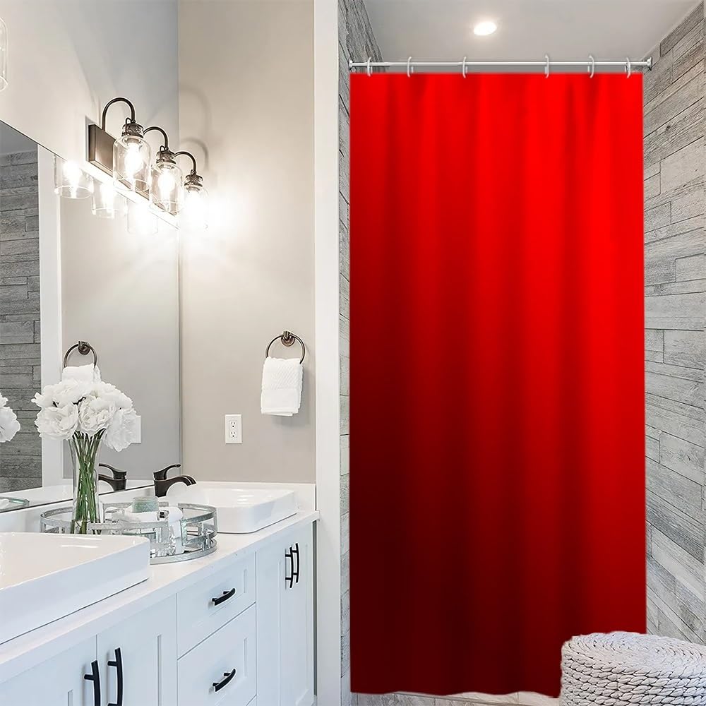 Uiiooazy Red Gradient Shower Curtain | Waterproof Polyester Fabric – 90x180cm