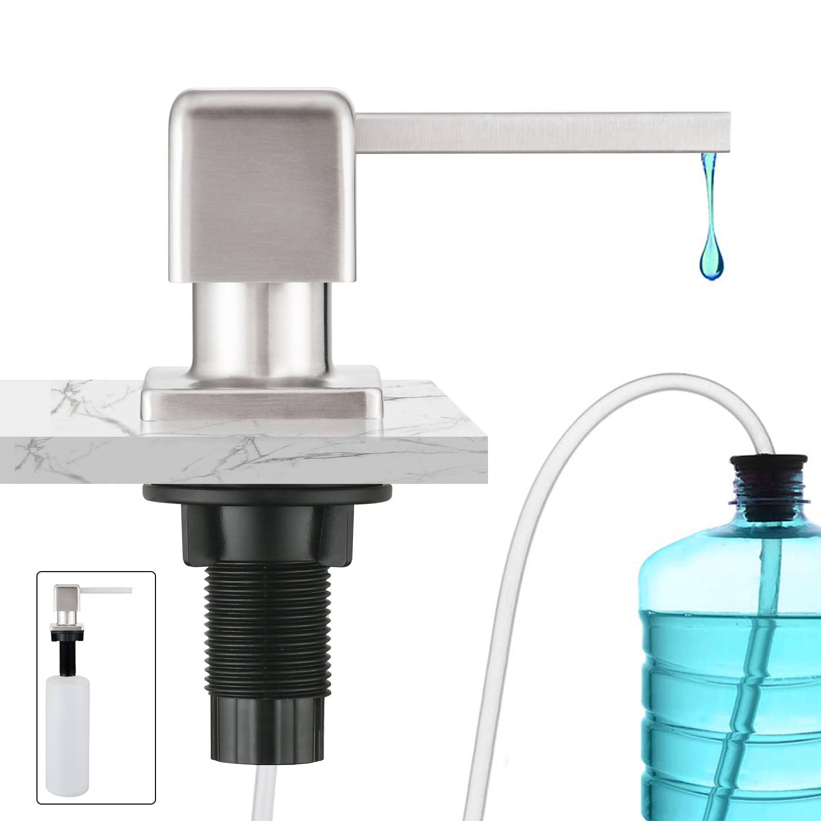 CREA Built-in Kitchen Sink Soap Dispenser | Stainless Steel with 39" Tube