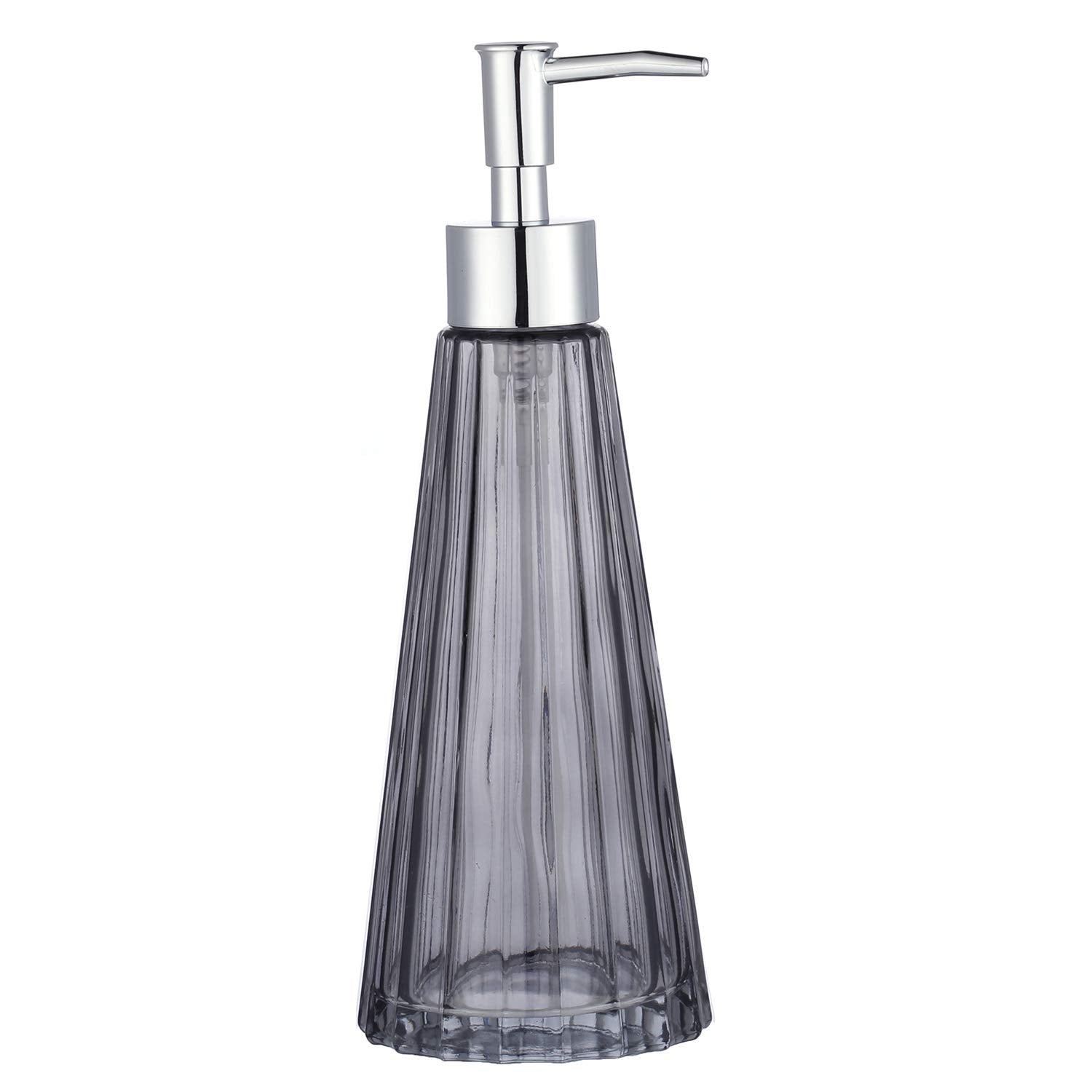 Glass Soap Dispenser with Pump - Refillable Gray Bottle