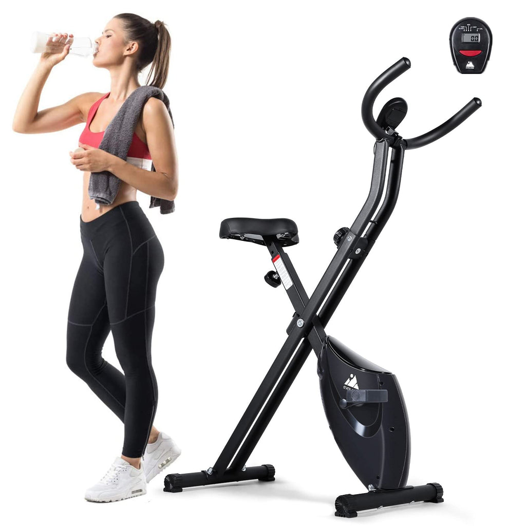 EVOLAND Foldable Exercise Bike - 8-Level Resistance & LCD Display