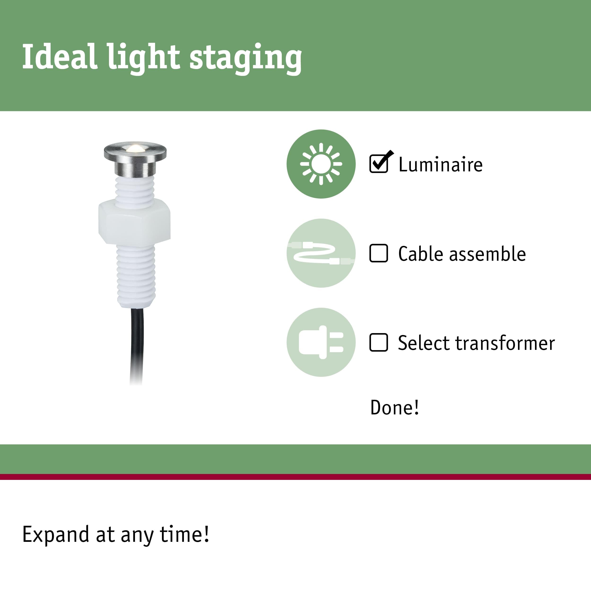 Paulmann Plug & Shine MicroPen II Recessed LED Extension Set - Silver