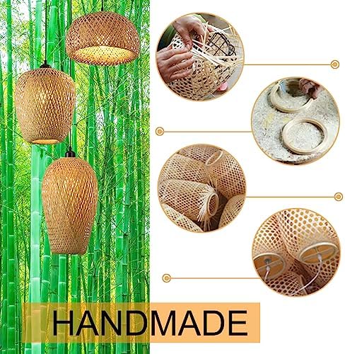 Jolof Store Bamboo Lantern Pendant Lamp – Retro Handwoven Chandelier