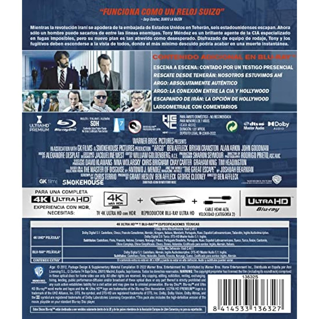 Argo Action Thriller Movie -  4K UHD + Blu-ray Edition
