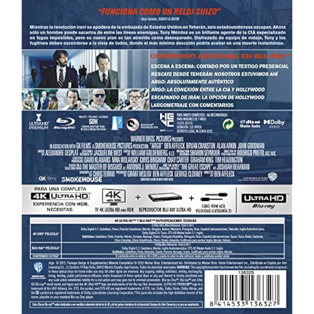 Argo Action Thriller Movie -  4K UHD + Blu-ray Edition