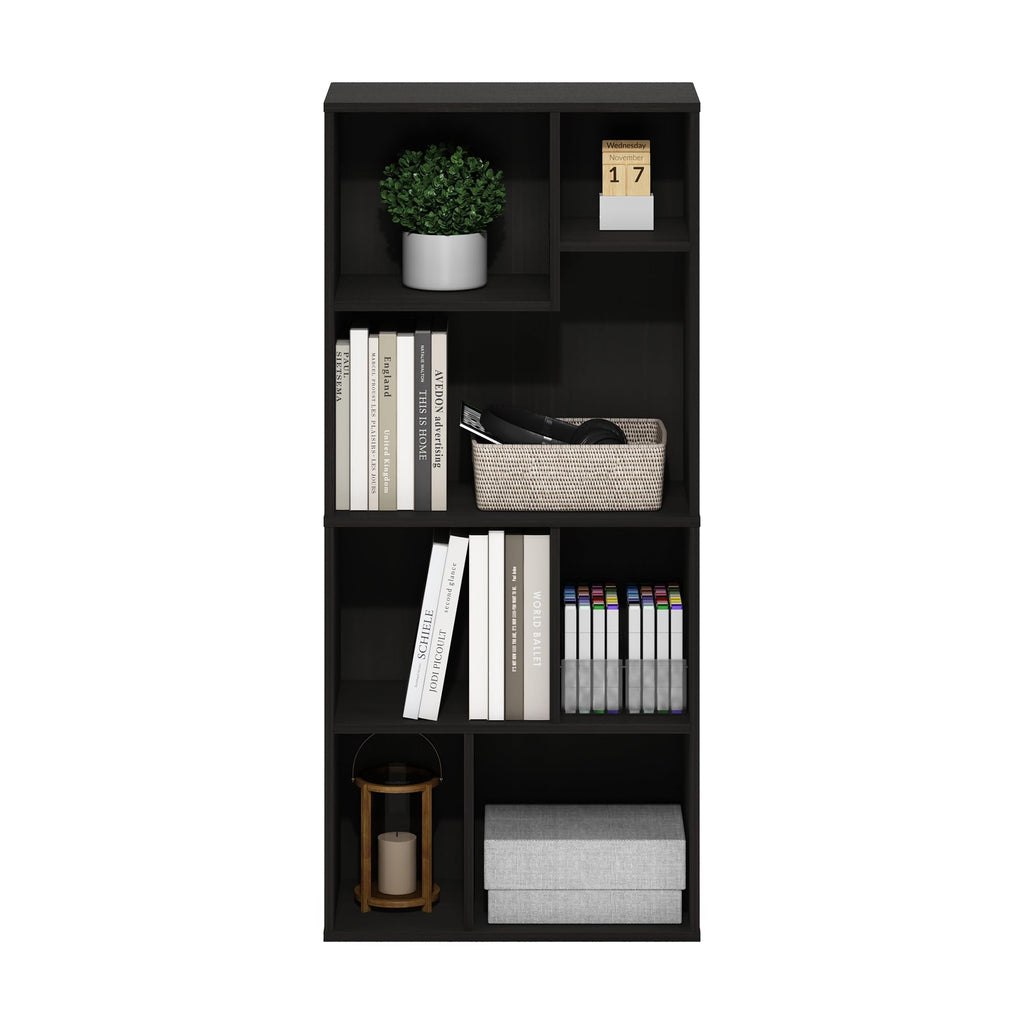 Furinno DALY Book Shelf, 7-Cube Bookshelf, Cube Storage Organizer Bookcase with Irregular Compartments, 9.4 x 18.9 x 42.1, for Living Room, Bedroom - image 3