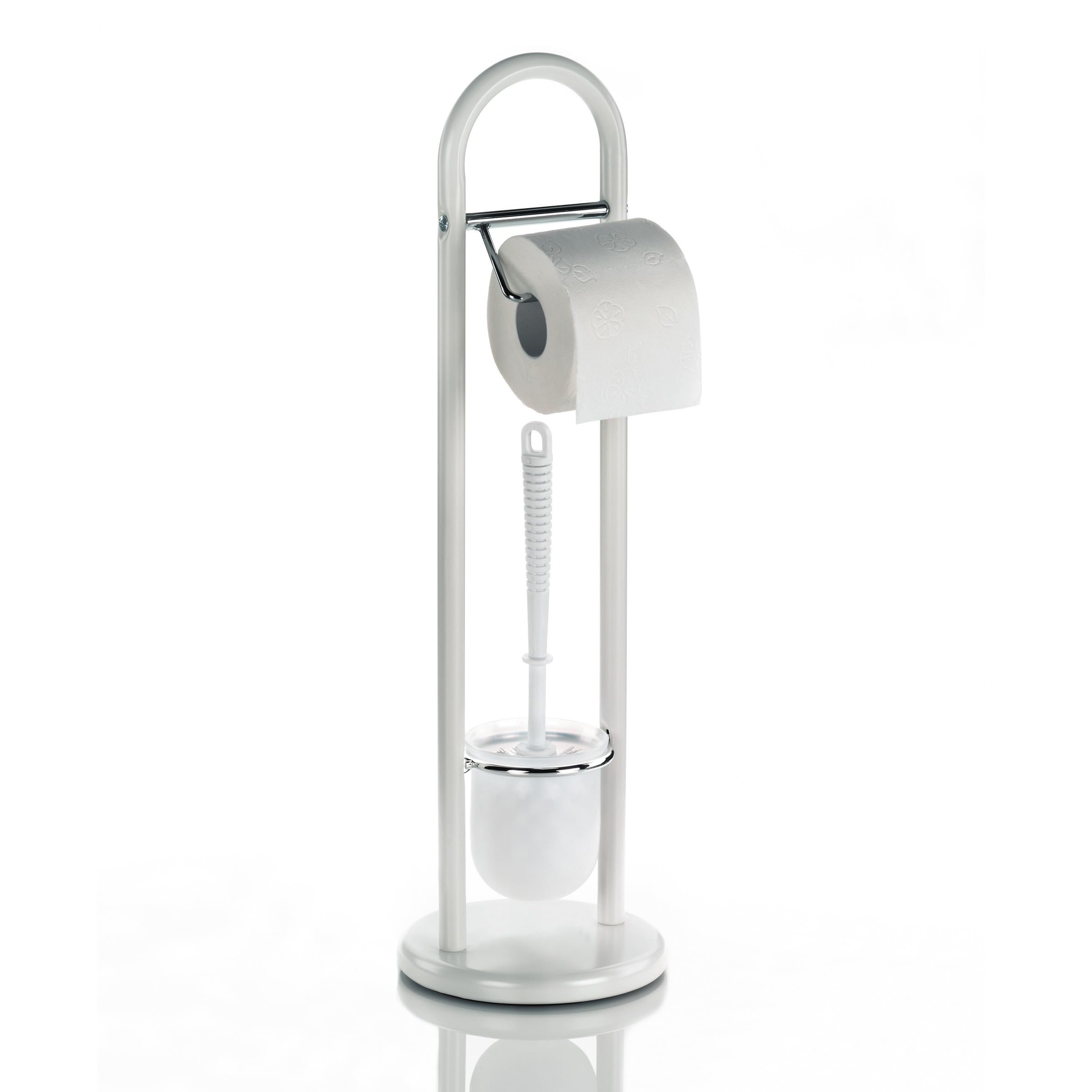 Kela Linda Toilet Set – Metal Toilet Brush and Paper Holder, White