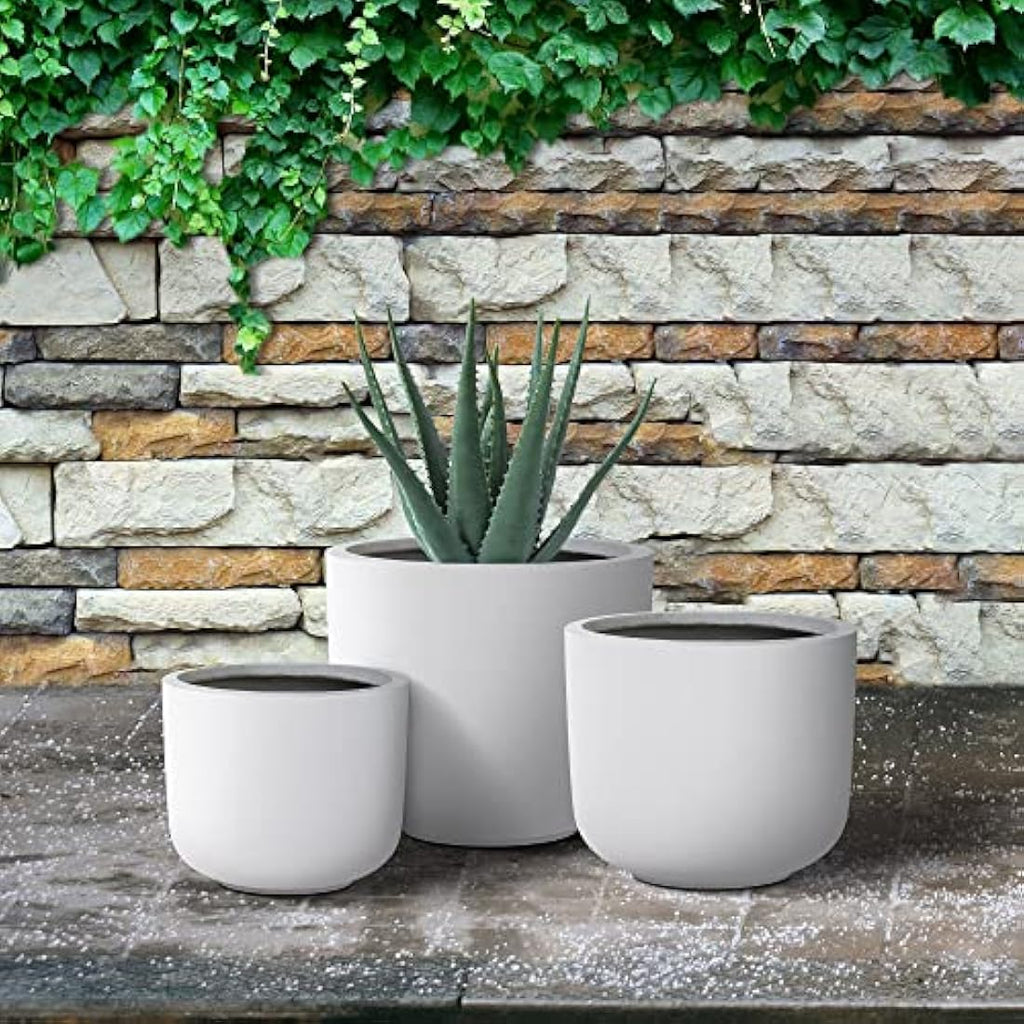 Kante Concrete Planter by Jolof Store – Modern White Outdoor Pot
