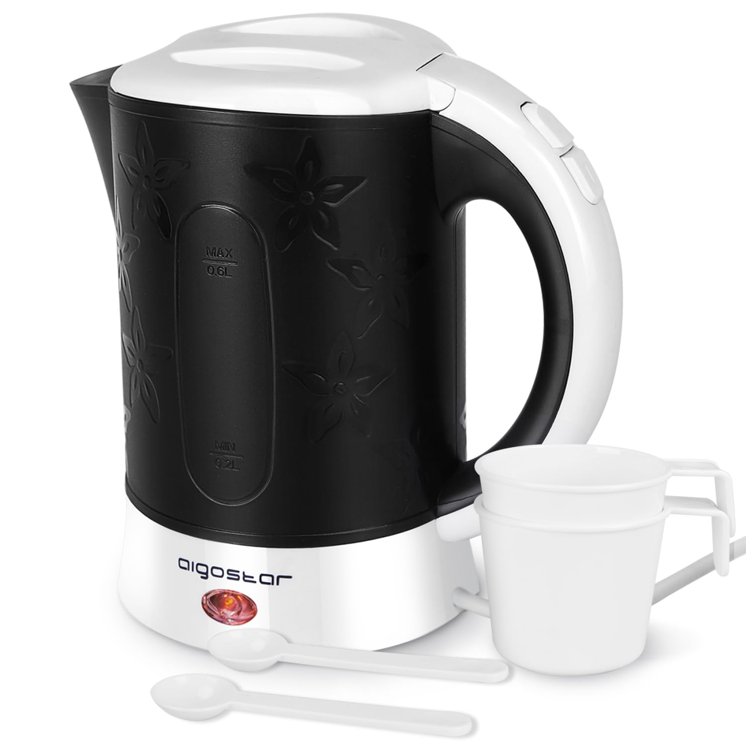 Aigostar Portable Travel Electric Kettle Set - 0.6L Mini Pot with 2 Cups