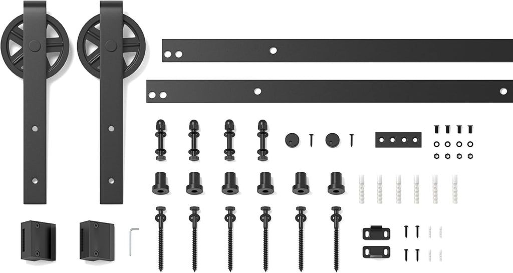 SANKEYTEW 7.5FT Sliding Barn Door Kit | Heavy Duty Large Wheel Track