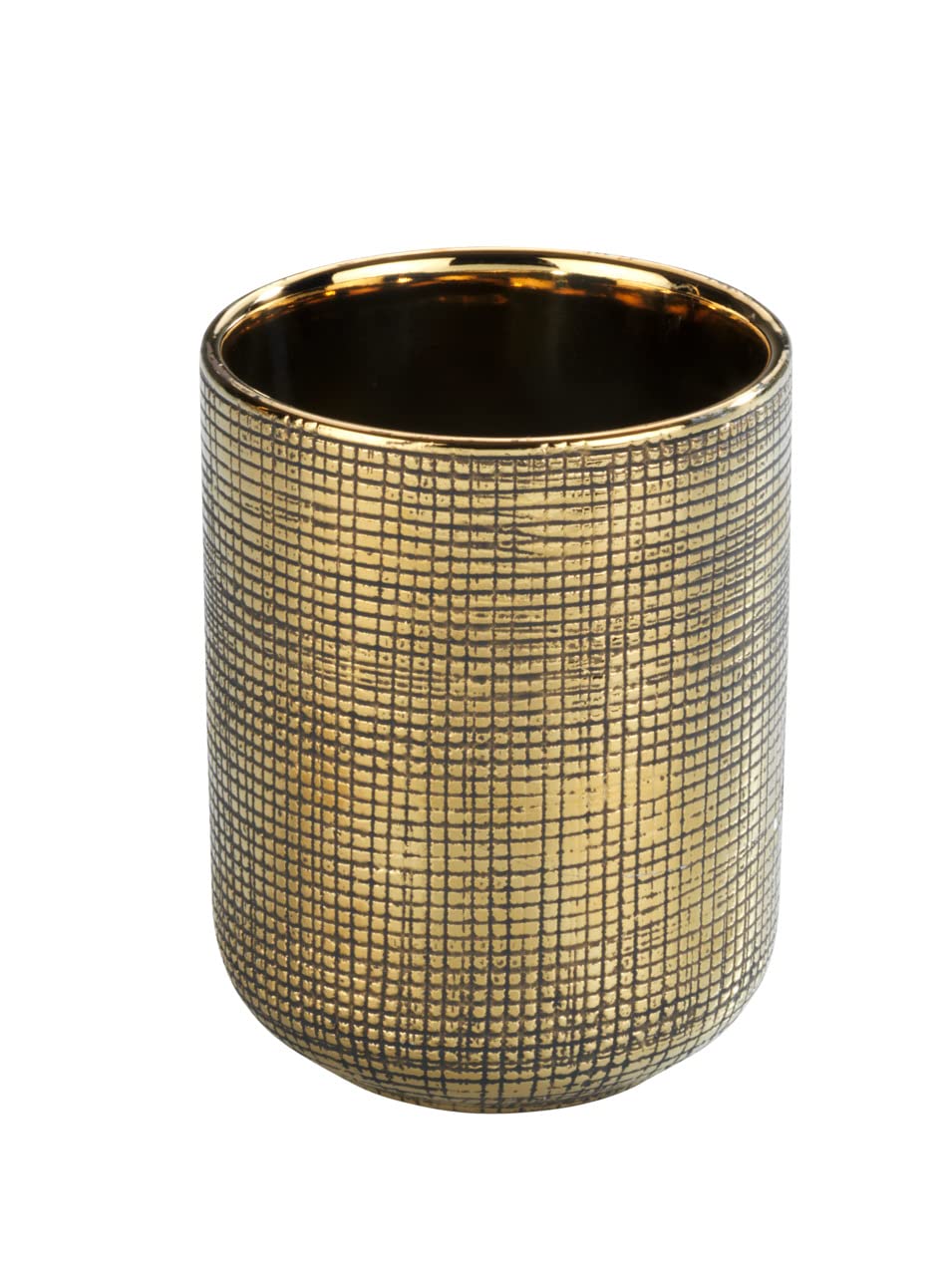 WENKO Rivara Ceramic Toothbrush Holder – Hand-Painted Gold Beaker