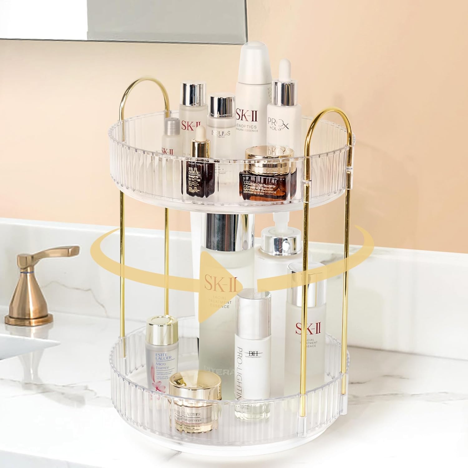 Rotating Makeup Organizer | Large Clear Skincare Storage