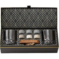 ROCKS Whiskey Chilling Stones Gift Set | 6 Granite Rocks & 2 Crystal Glasses