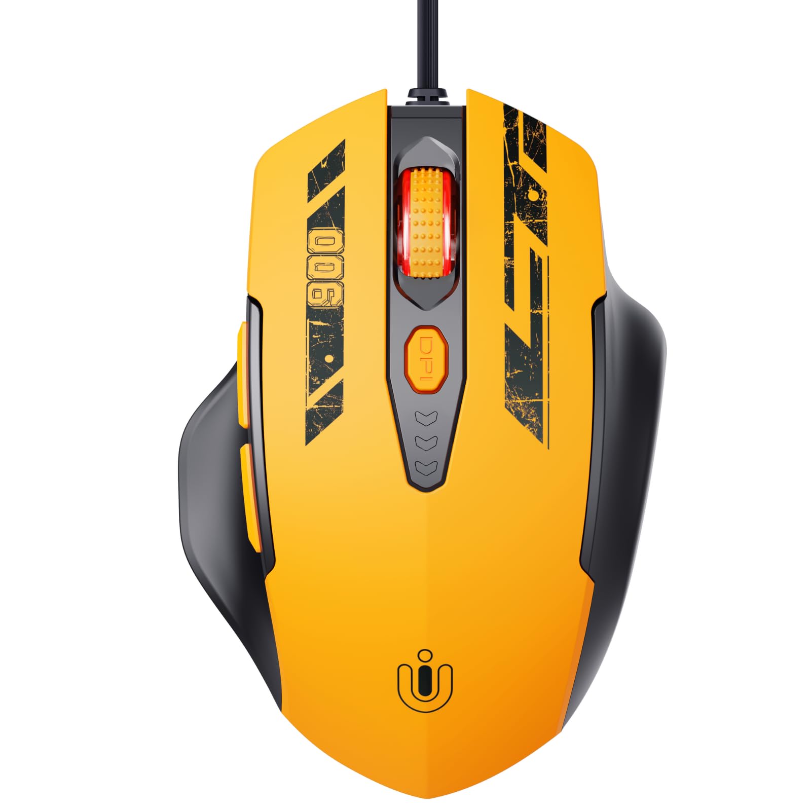 Wired Ergonomic Mouse – 7200 DPI Adjustable, Matte Yellow