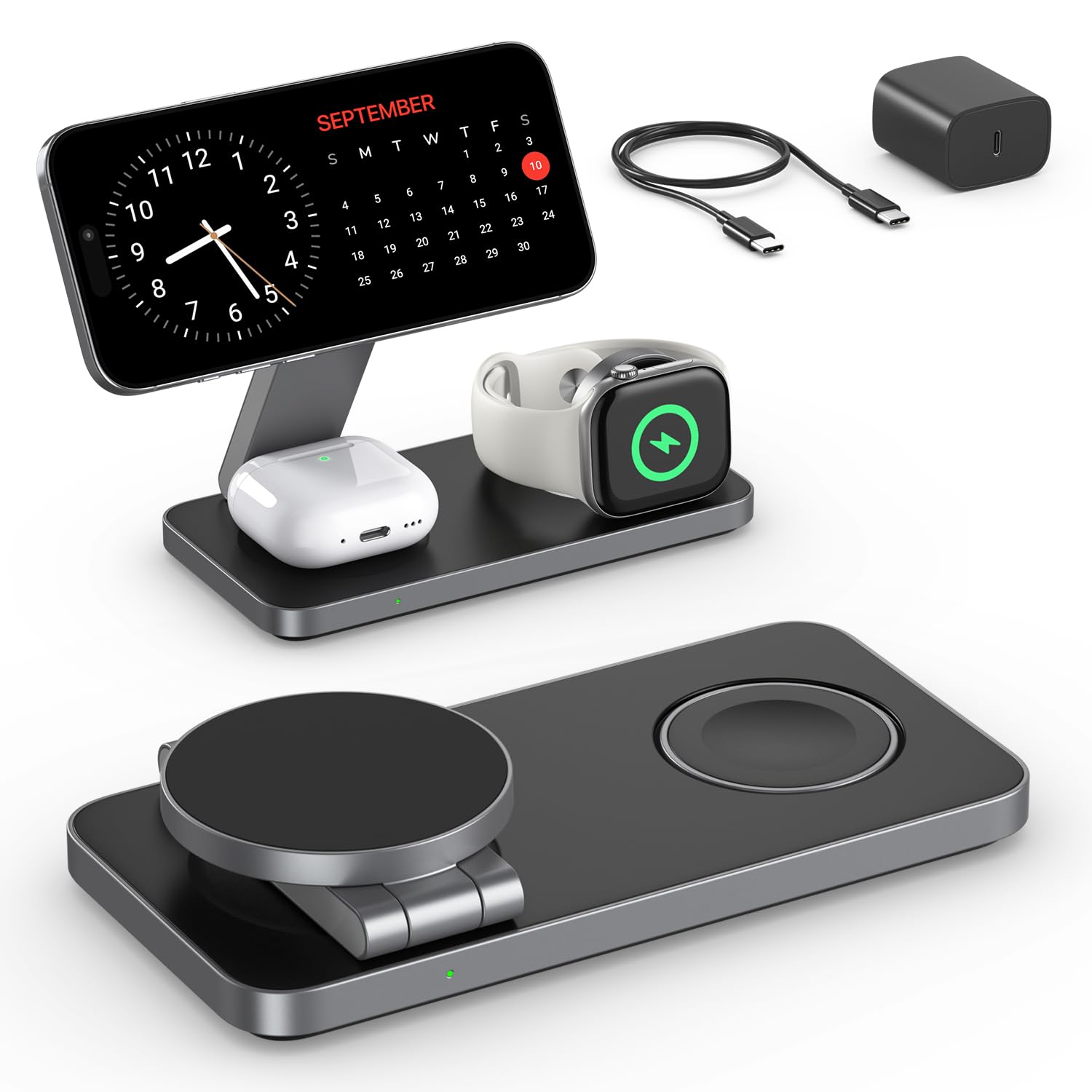 EXW 3-in-1 Magnetic Wireless Charging Station for iPhone & Apple Watch
