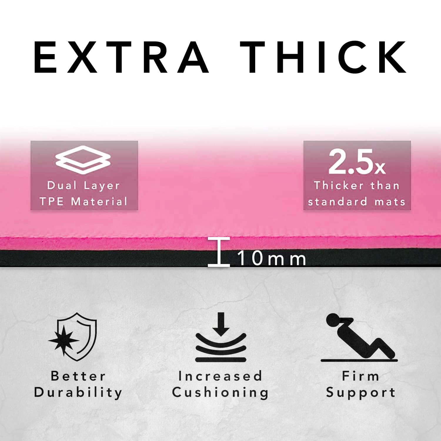 Extra Wide TPE Exercise Mat - 10mm Thick Non-Slip Yoga Mat