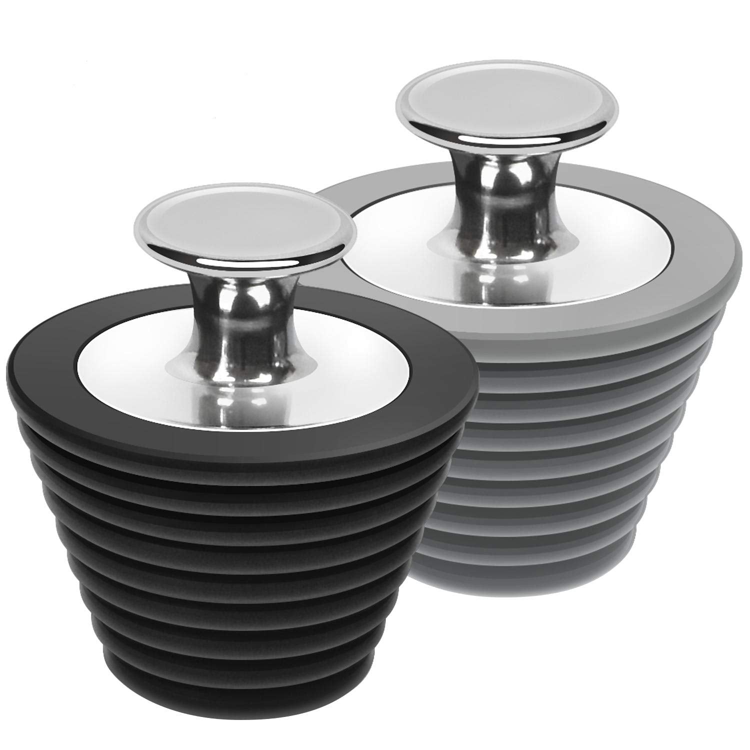 LEKEYE 2-Pack Universal Drain Stopper for Bathtub and Sink – Silicone