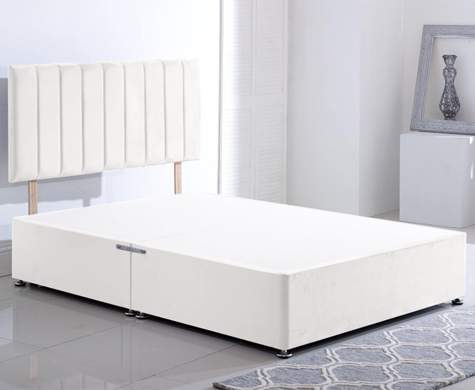 ComfoRest King Size Divan Bed Base | 5FT White Plush Minimalist Frame